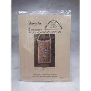 Homespun Elegance Cross Stitch Pattern Sampler Snowman Ornament